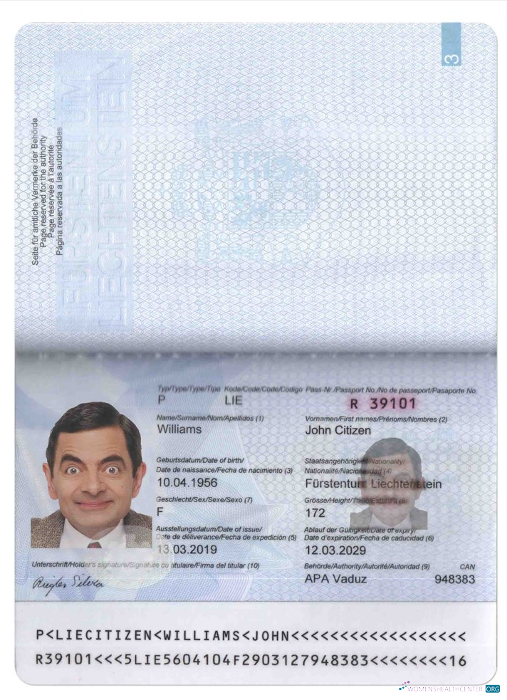Download Liechtenstein passport Photoshop template